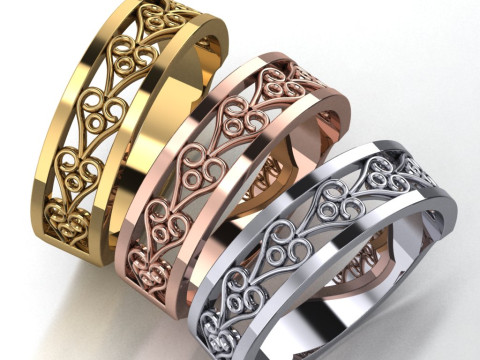 Printable jewelry engagement wedding ring - hearts arourd- STL 3D-printmodel