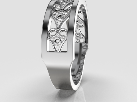 Printable jewelry engagement wedding ring - hearts arourd- STL 3D-printmodel