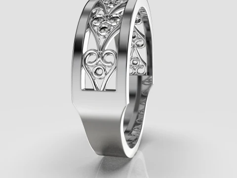 Printable jewelry engagement wedding ring - hearts arourd- STL 3D Print Model