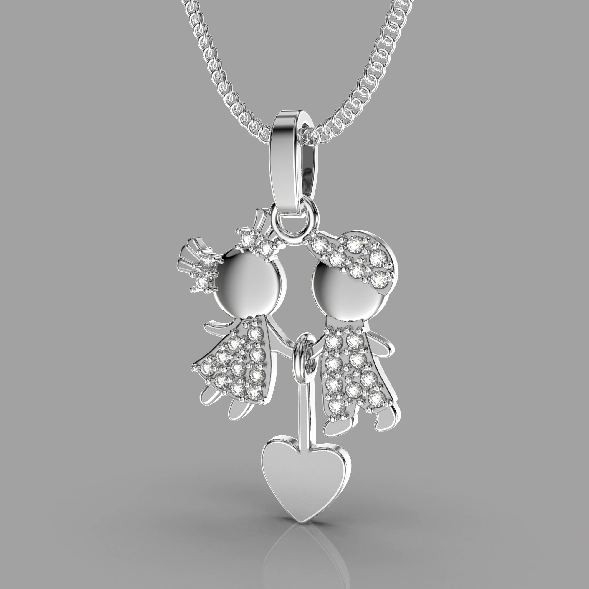 Printable STL jewelry pendant girl and boy 3D Print Model .c4d .max .obj .3ds .fbx .stl .blend