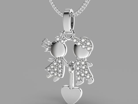 Printable STL jewelry pendant girl and boy Model do druku 3D