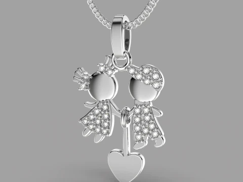 인쇄용 STL 보석 펜던트 소녀와 소년 3D 프린트 모델