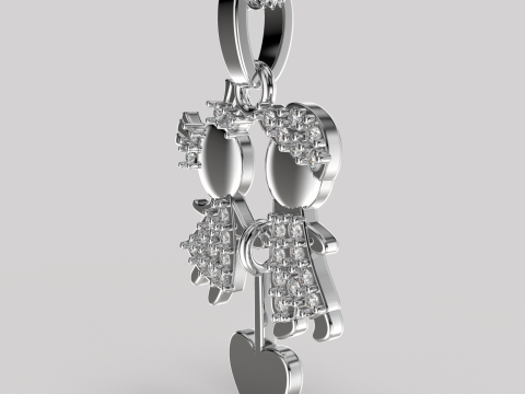 Printable STL jewelry pendant girl and boy 3Dプリントモデル