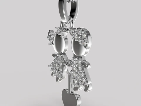 Printable STL jewelry pendant girl and boy 3D Print Model