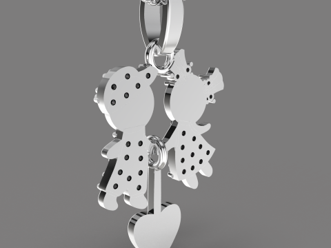 Printable STL jewelry pendant girl and boy 3Dプリントモデル