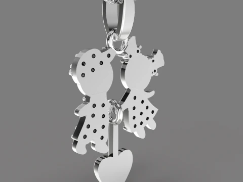 Printable STL jewelry pendant girl and boy 3D Print Model