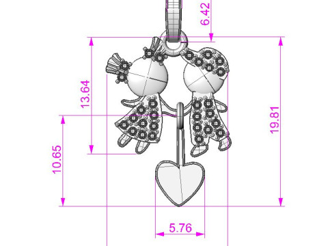 Printable STL jewelry pendant girl and boy 3Dプリントモデル