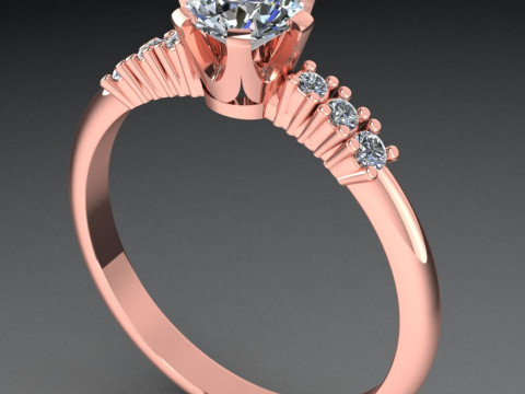 Engagement SOL ring -08ct - printable STL 3D Print Model