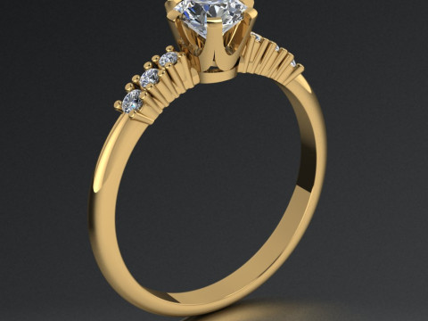 Engagement SOL ring -08ct - printable STL 3D Print Model