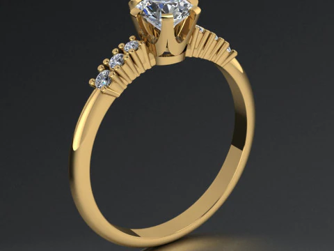 Engagement SOL ring -08ct - printable STL 3D Print Model