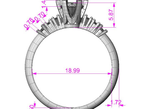 Engagement SOL ring -08ct - printable STL 3D Print Model