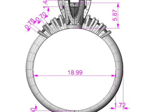 Engagement SOL ring -08ct - printable STL 3D Print Model