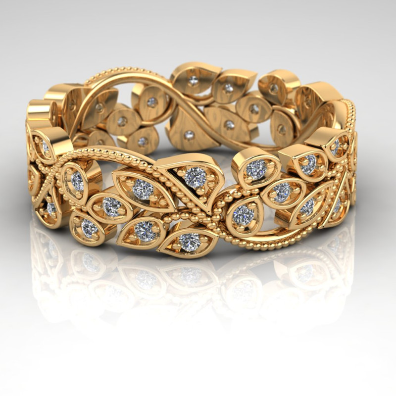 Printable wedding band features an organic flowery shape 3D Print Model .c4d .max .obj .3ds .fbx .stl .blend 