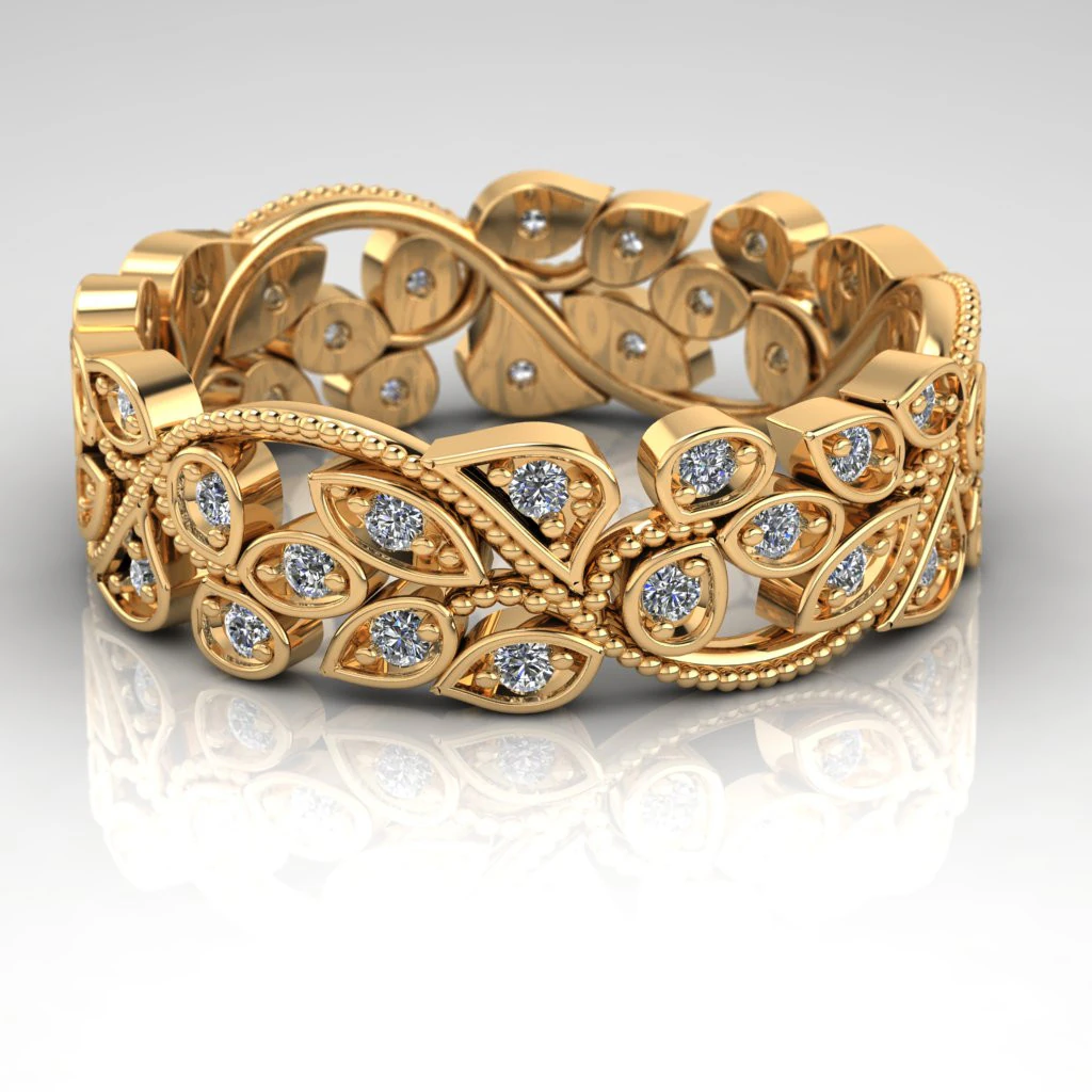 Printable wedding band features an organic flowery shape 3D Print Model .c4d .max .obj .3ds .fbx .stl .blend 