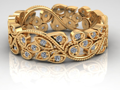 Printable wedding band features an organic flowery shape 3D प्रिंट मॉडल