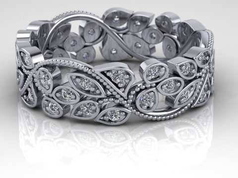 Printable wedding band features an organic flowery shape 3D Print Model