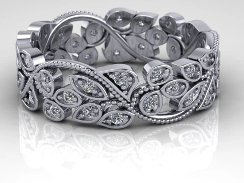 Printable wedding band features an organic flowery shape 3D Print Model