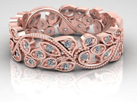 Printable wedding band features an organic flowery shape 3D Print Model