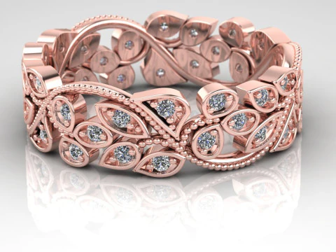 Printable wedding band features an organic flowery shape 3D Print Model