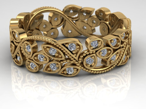 Printable wedding band features an organic flowery shape 3D Print Model