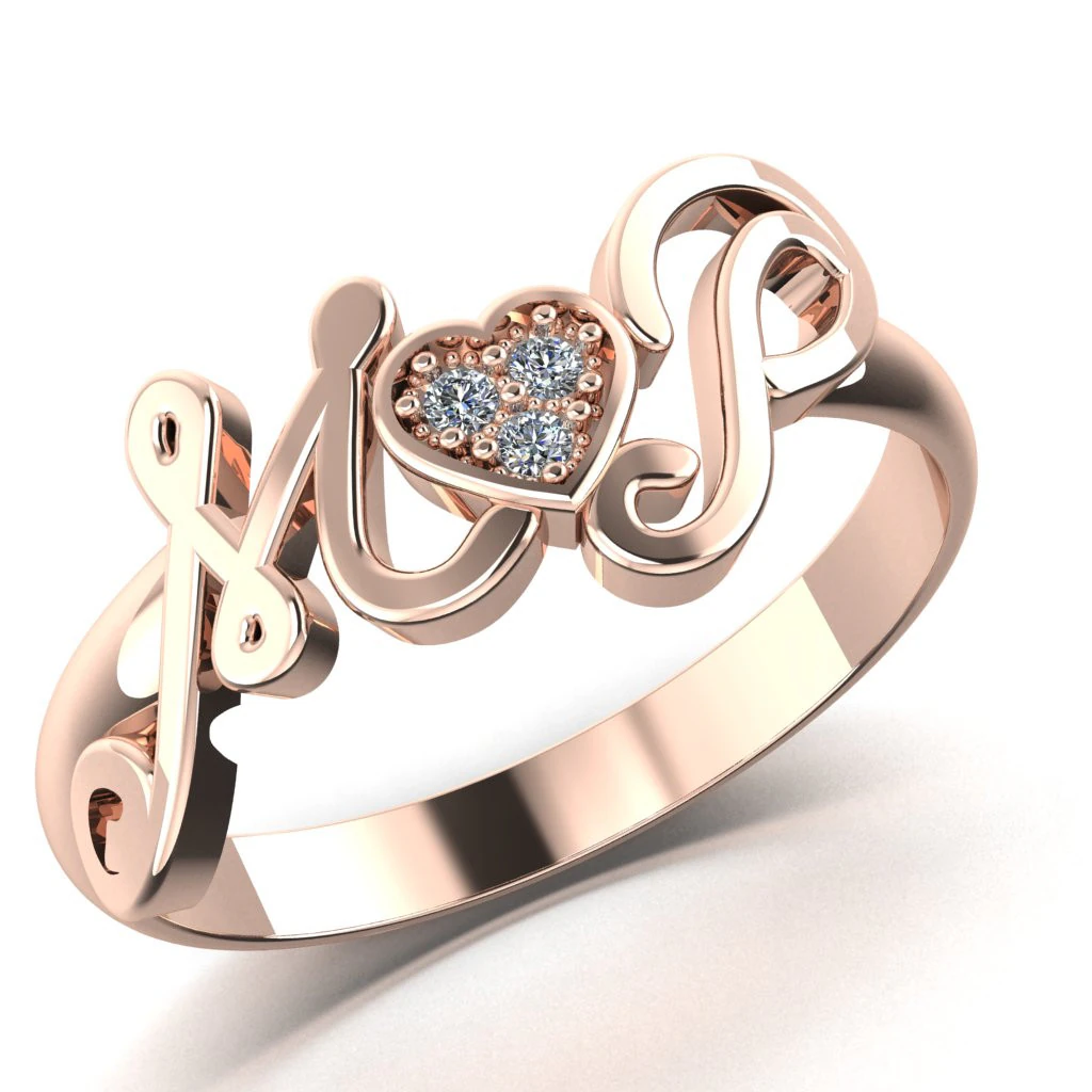 PRINTABLE WEDDING RING HEART M love P 3D Print Model .c4d .max .obj .3ds .fbx .stl .blend 