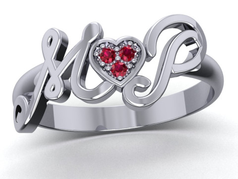 PRINTABLE WEDDING RING HEART M love P 3D प्रिंट मॉडल