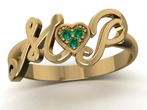 PRINTABLE WEDDING RING HEART M love P 3D Print Model