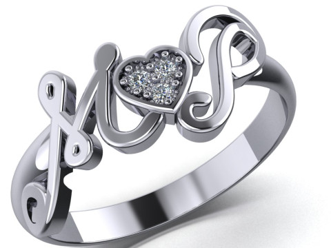 PRINTABLE WEDDING RING HEART M love P 3D प्रिंट मॉडल