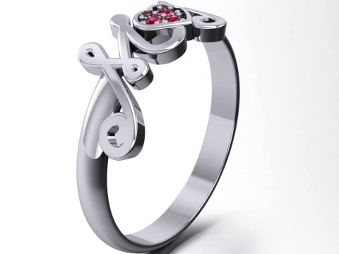 PRINTABLE WEDDING RING HEART M love P 3D Print Model