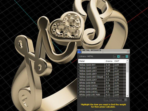 PRINTABLE WEDDING RING HEART M love P 3D Print Model