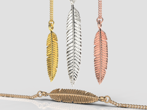 Jewelry pendant feather for bracelet or necklace or earrings - Printable STL Modèles 3D en vedette