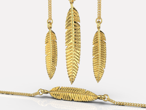 Jewelry pendant feather for bracelet or necklace or earrings - Printable STL 3D 打印模型