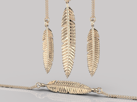 Jewelry pendant feather for bracelet or necklace or earrings - Printable STL 3D 打印模型