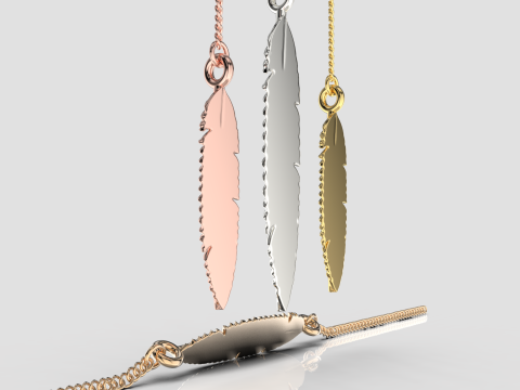 Jewelry pendant feather for bracelet or necklace or earrings - Printable STL 3D 打印模型