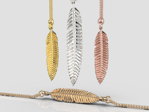 Jewelry pendant feather for bracelet or necklace or earrings - Printable STL 3D 打印模型