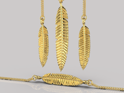 Jewelry pendant feather for bracelet or necklace or earrings - Printable STL 3D 打印模型