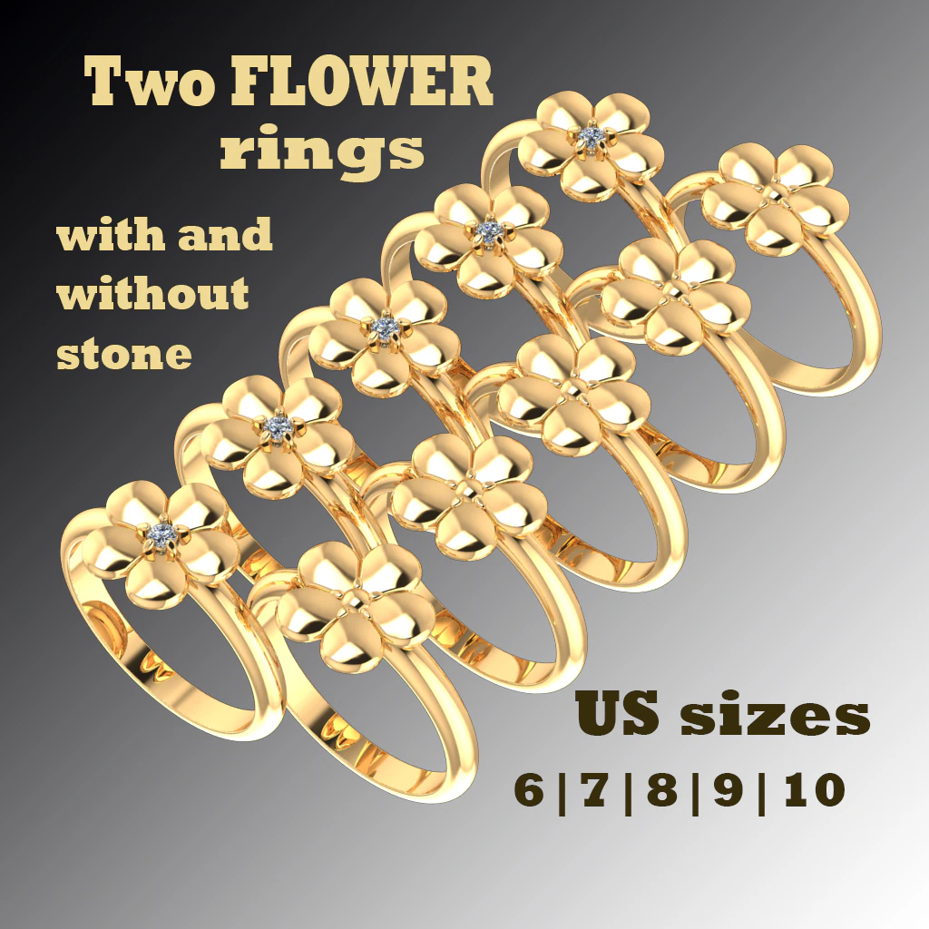 Jewelry FLOWER ring - Printable STL 3D Print Model .c4d .max .obj .3ds .fbx .stl .blend