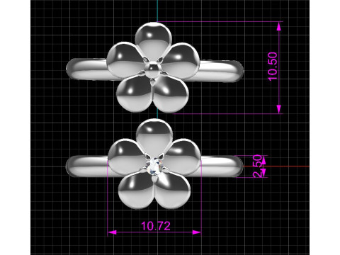 Jewelry FLOWER ring - Printable STL 3D Print Model