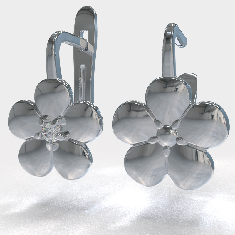 Jewelry two FLOWER earrings - Printable STL 3D Print Model .c4d .max .obj .3ds .fbx .stl .blend 