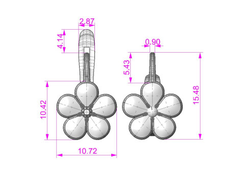 Jewelry two FLOWER earrings - Printable STL 3D Print Model