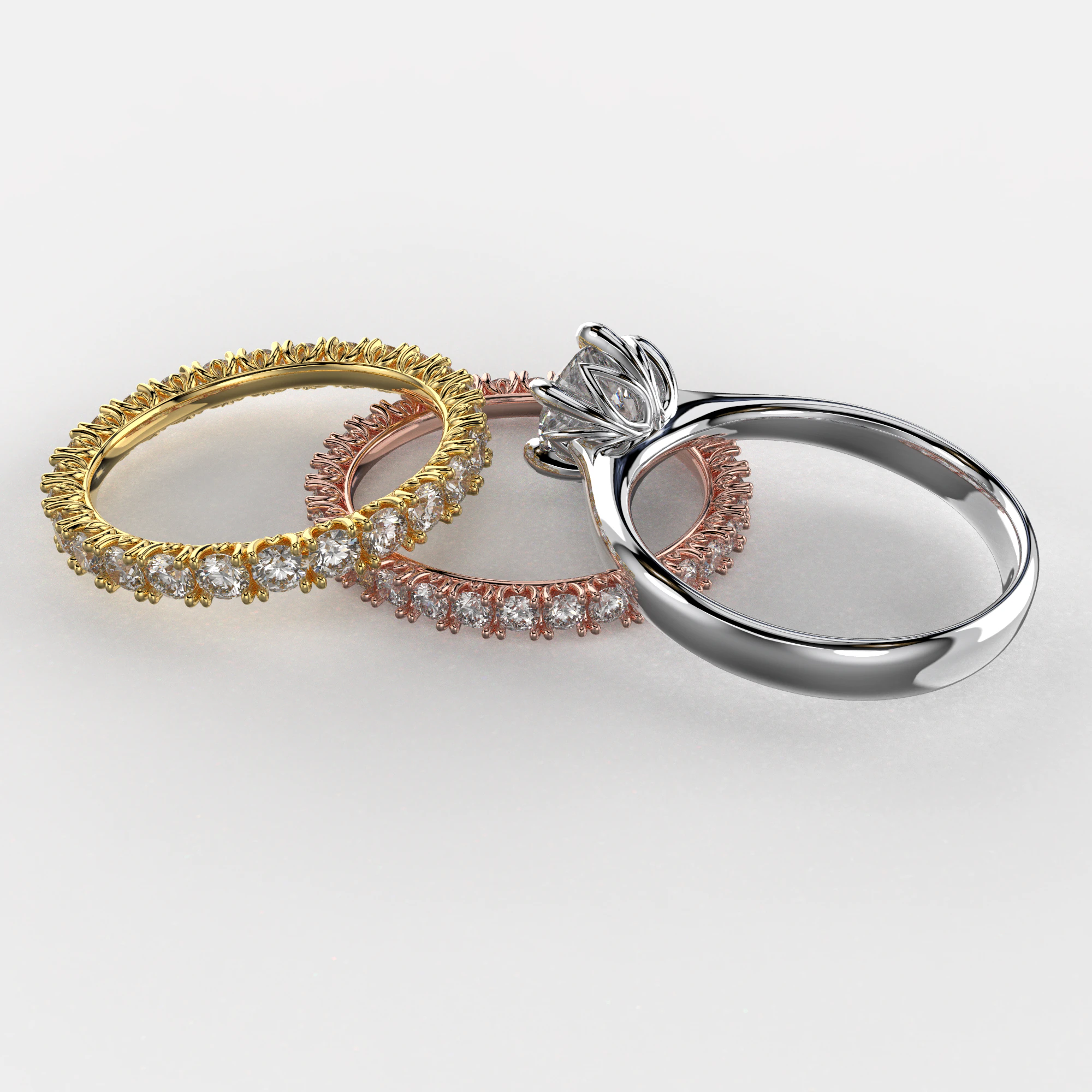 Engagement SOL and two wedding rings - printable STL 3D Print Model .c4d .max .obj .3ds .fbx .stl .blend 