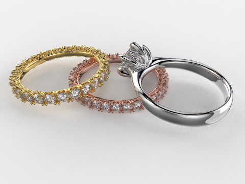 Engagement SOL and two wedding rings - printable STL 3D Print Model
