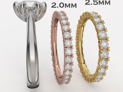 Engagement SOL and two wedding rings - printable STL 3D Print Model