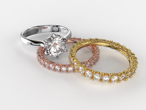 Engagement SOL and two wedding rings - printable STL Model Cetak 3D