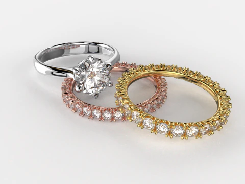 Engagement SOL and two wedding rings - printable STL 3D Print Model