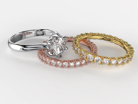 Engagement SOL and two wedding rings - printable STL 3D Print Model