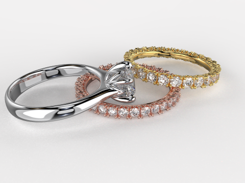 Engagement SOL and two wedding rings - printable STL Model Cetak 3D