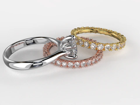 Engagement SOL and two wedding rings - printable STL 3D Print Model
