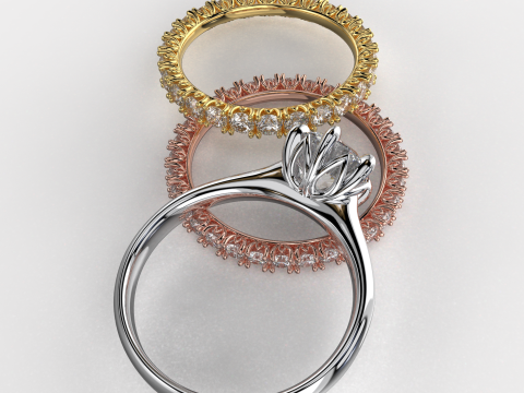 Engagement SOL and two wedding rings - printable STL Model Cetak 3D
