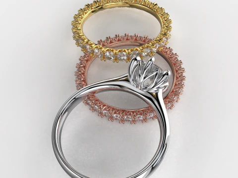 Engagement SOL and two wedding rings - printable STL 3D Print Model